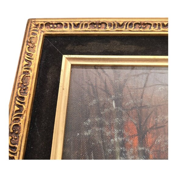 Vtg Impressionist Oil Painting Winter Landscape By Borne Signed Mid Century Art - Picture 4 of 10